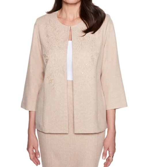 Alfred Dunner Jackets & Blazers - Alfred Dunner Womens La Dolce Suit Jacket - Almond Beige Size 14 16 NWT